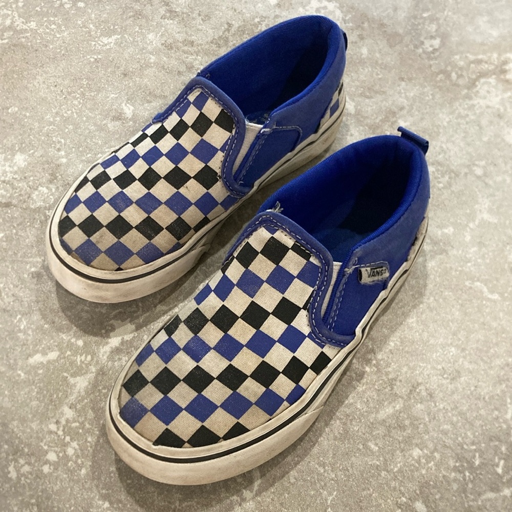 Toddler 12C Vans Black & Blue Check Slip Ons